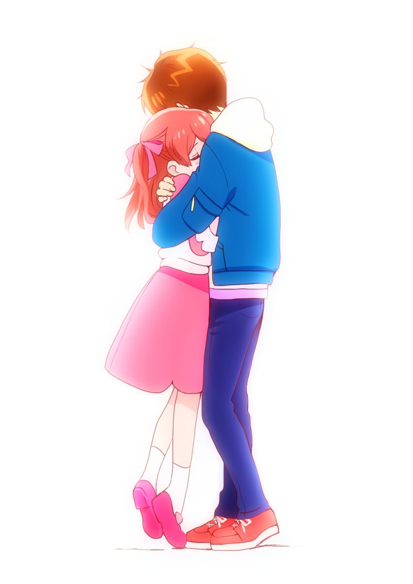 nagomi yui and shinada takumi (precure and 1 more) drawn by kyanos_(b_0000ff)