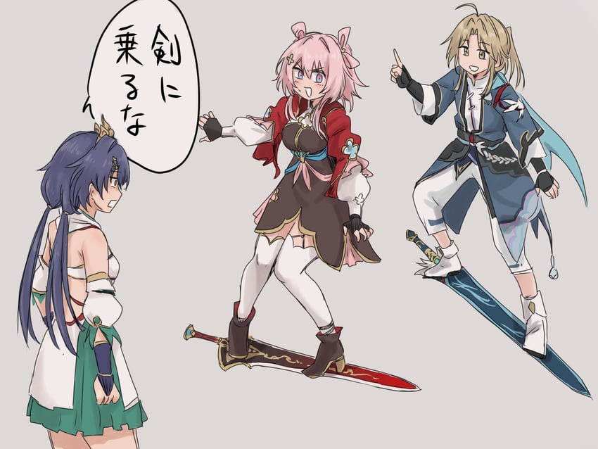 march 7th, yunli, and yanqing (honkai and 1 more) drawn by tama_(tamathersky)