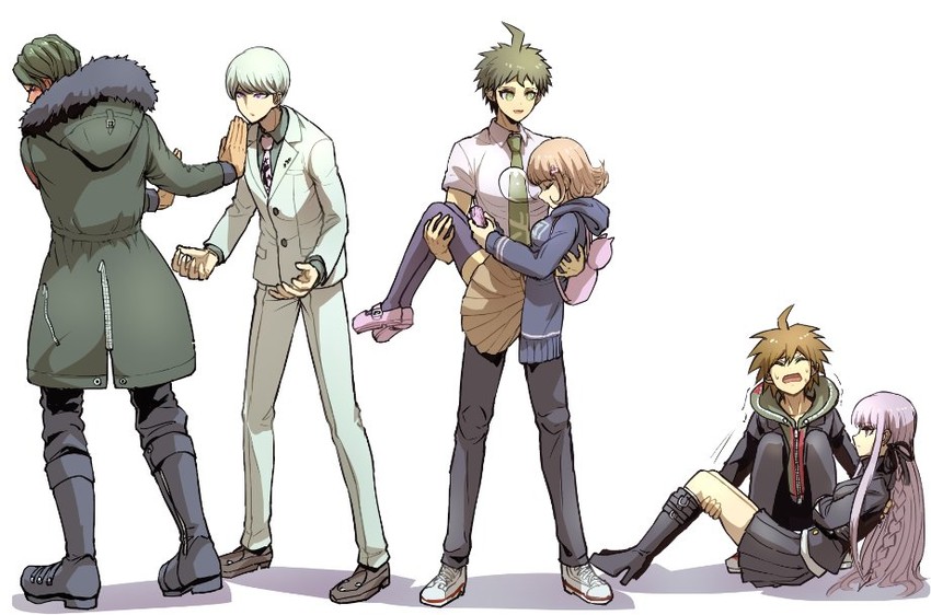 nanami chiaki, hinata hajime, kirigiri kyoko, naegi makoto, sakakura juuzou, and 1 more (danganronpa and 4 more) drawn by youko-shima