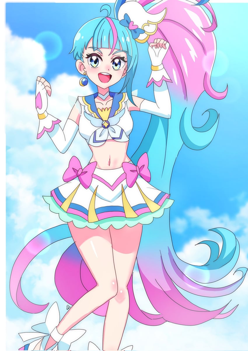 sora harewataru, cure sky, and cure summer (precure and 1 more) drawn by momotarouooi