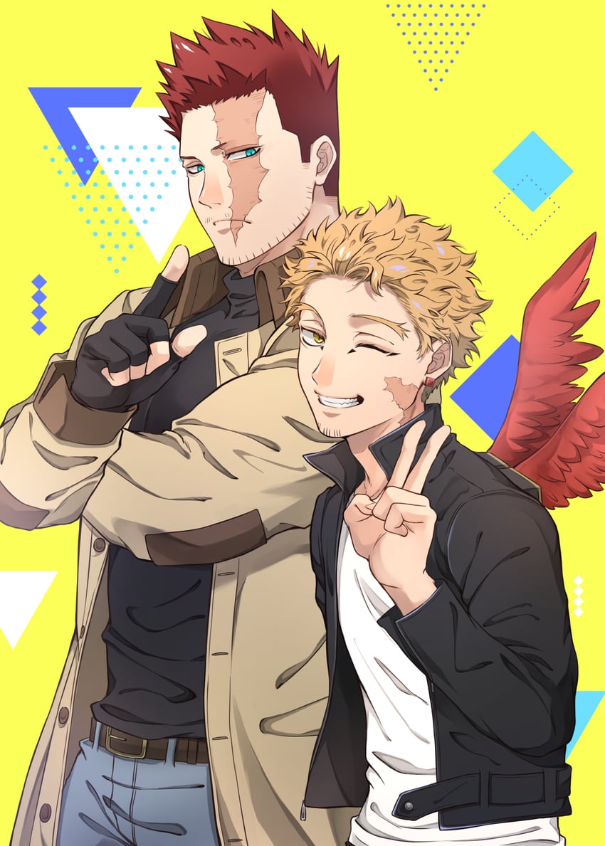 endeavor and hawks (boku no hero academia) drawn by katena_souka