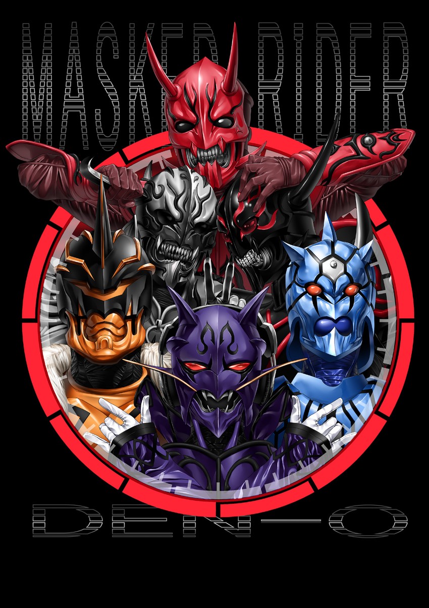 momotaros, urataros, ryutaros, kintaros, and negataros (kamen rider and 1 more) drawn by suzume_inui