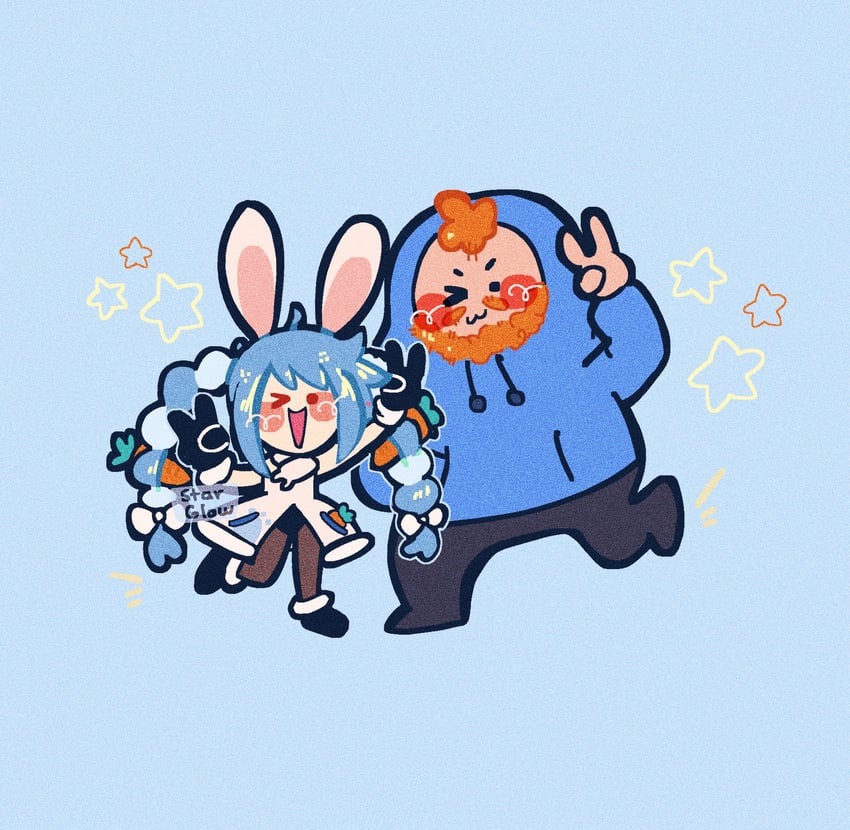usada pekora and caseoh (hololive and 1 more) drawn by starglow