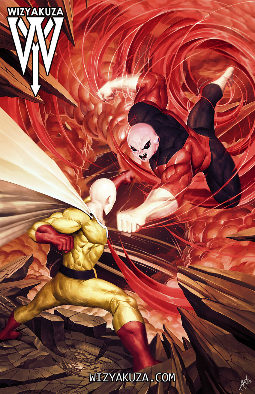 saitama and jiren (dragon ball and 2 more) drawn by wizyakuza