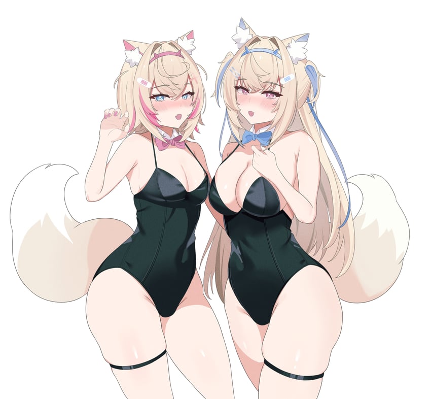 fuwawa abyssgard and mococo abyssgard (hololive and 1 more) drawn by sasaki_ikuya