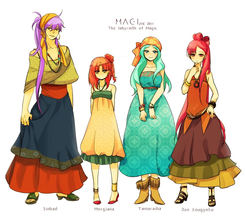 morgiana, ren kougyoku, sinbad, and yamuraiha (magi the labyrinth of magic) drawn by shaoling