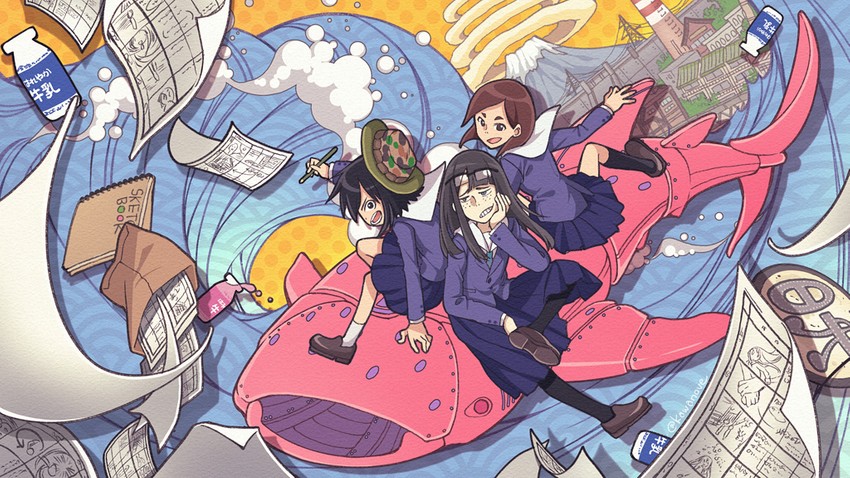 kanamori sayaka, asakusa midori, and mizusaki tsubame (eizouken ni wa te wo dasu na!) drawn by kawanobe