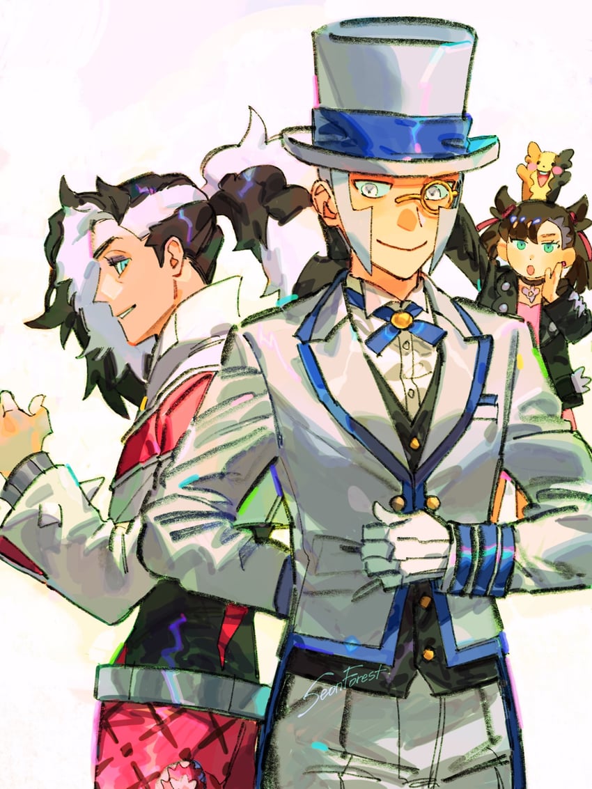 marnie, morpeko, piers, and emmet (pokemon and 2 more) drawn by seonforest
