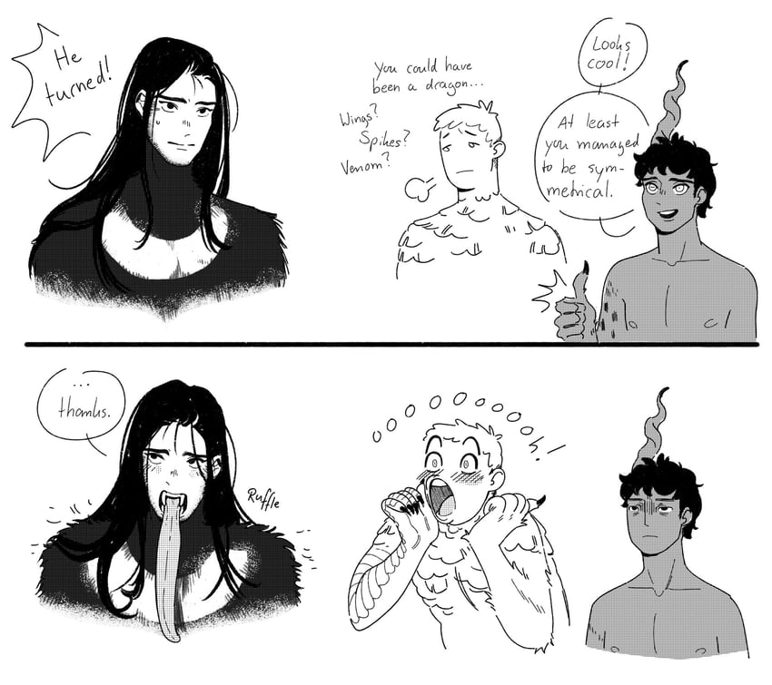 laios touden, kabru, and shurou (dungeon meshi) drawn by pearl_seemann