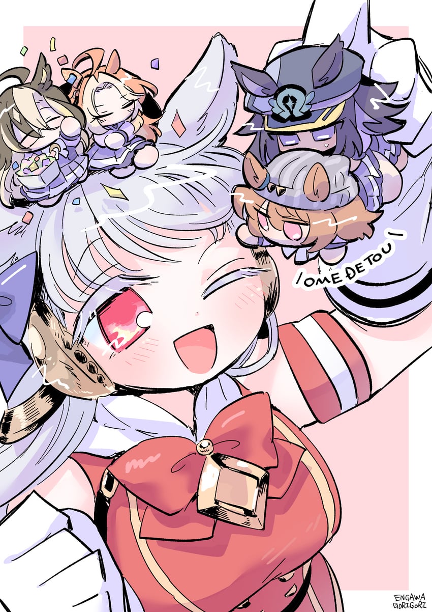 gold ship, nakayama festa, orfevre, dream journey, and fenomeno (umamusume) drawn by engawa_(engawagorigori)