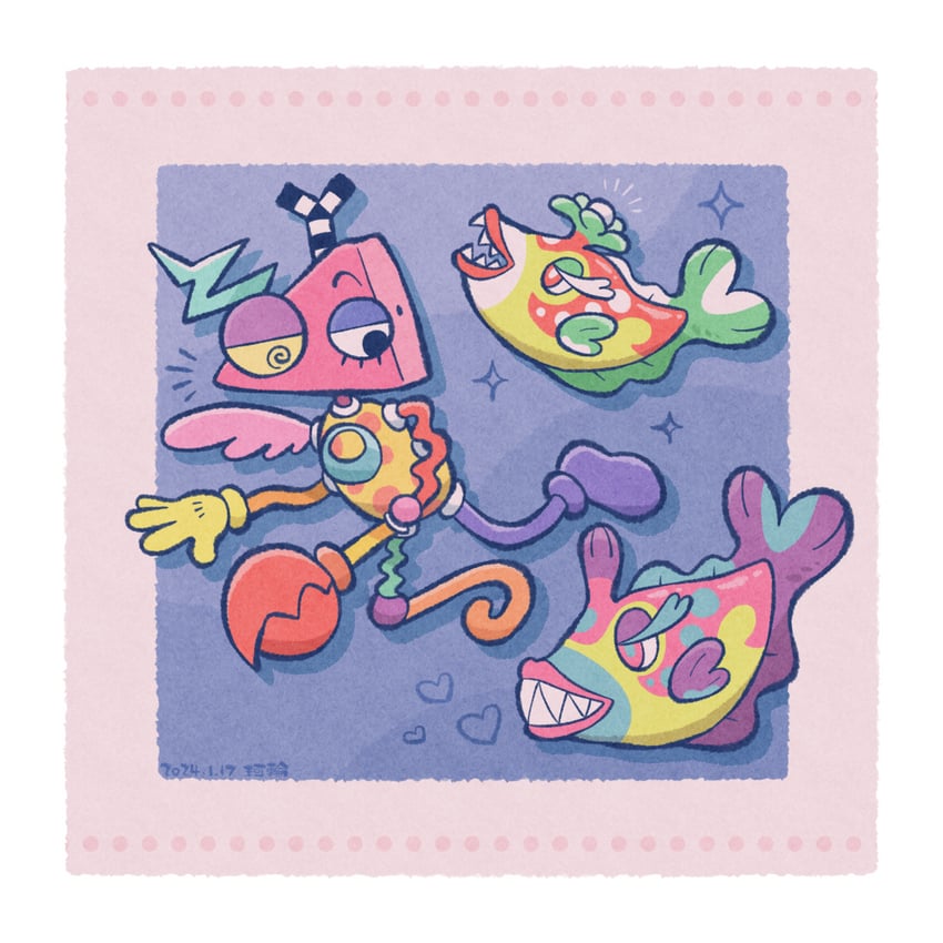 zooble and bruxish (pokemon and 1 more) drawn by karin_(100100)