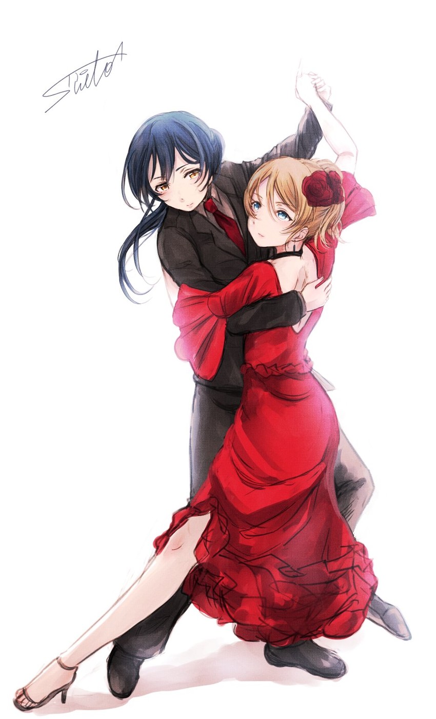 sonoda umi and ayase eli (love live! and 1 more) drawn by suito