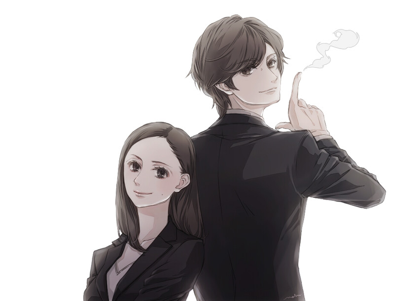 aoshima shunsaku and onda sumire (odoru daisousasen) drawn by makichiru