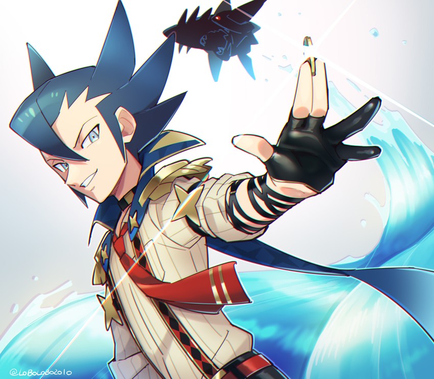 grimsley, sharpedo, and mega sharpedo (pokemon and 1 more) drawn by momoji_(lobolobo2010)