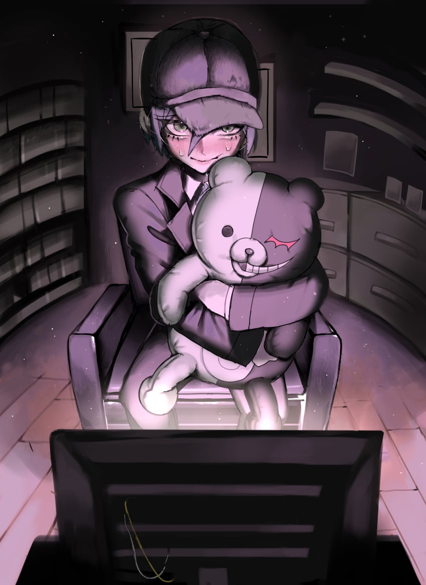 saihara shuichi and monokuma (danganronpa and 1 more) drawn by sobacha