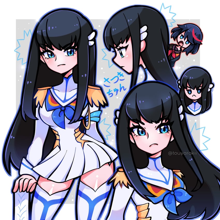 matoi ryuuko, senketsu, kiryuuin satsuki, and junketsu (kill la kill) drawn by touyarokii