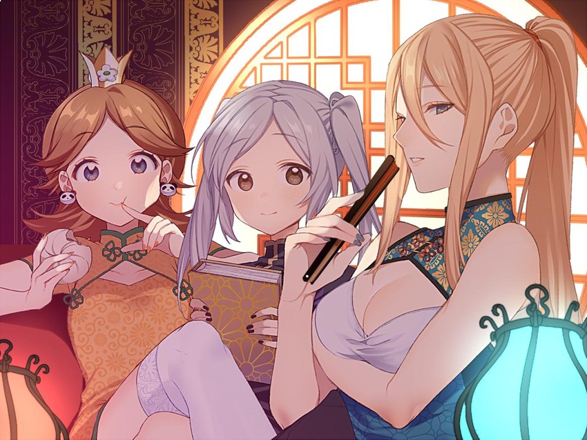 samus aran, female robin, and princess daisy (fire emblem and 4 more) drawn by ryon_(ryonhei)