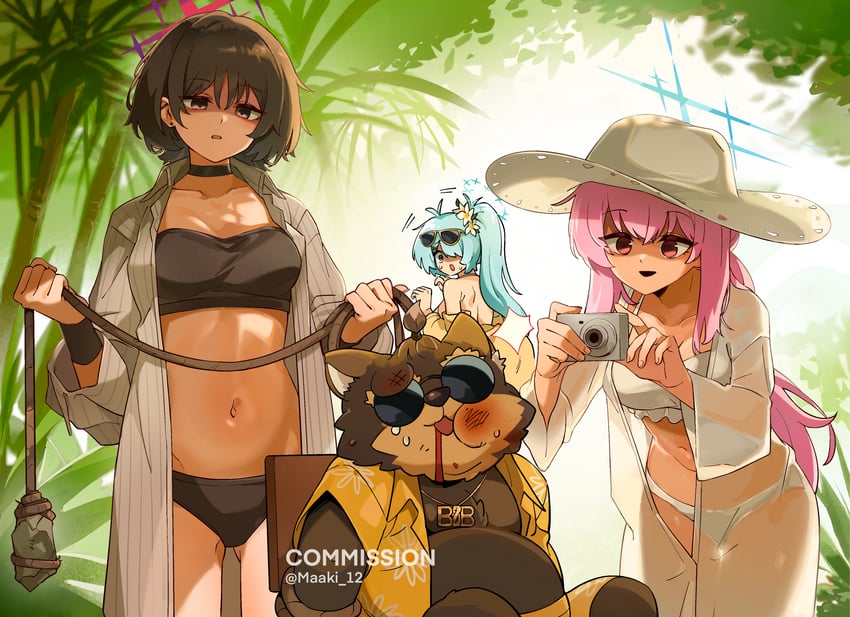 atsuko, hiyori, and misaki (blue archive) drawn by maaki12