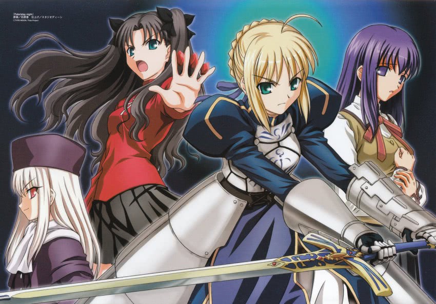 artoria pendragon, saber, tohsaka rin, illyasviel von einzbern, and matou sakura (fate and 1 more) drawn by ishihara_megumi