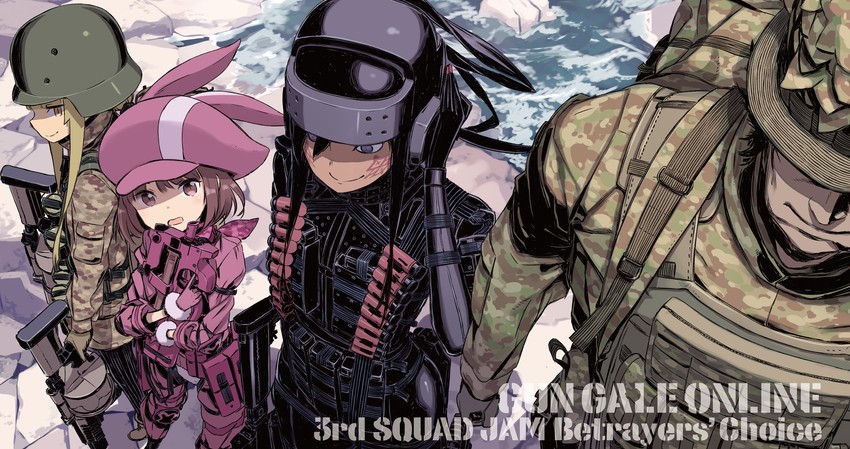 llenn, fukaziroh, pitohui, and m (sword art online and 1 more) drawn by kuroboshi_kouhaku