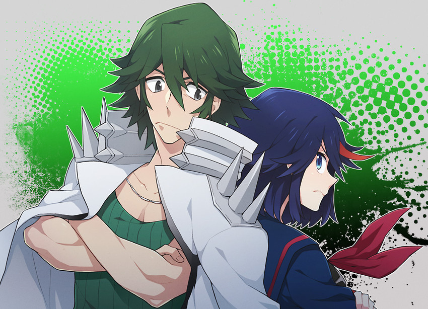 matoi ryuuko, senketsu, and sanageyama uzu (kill la kill) drawn by kuma_yuu