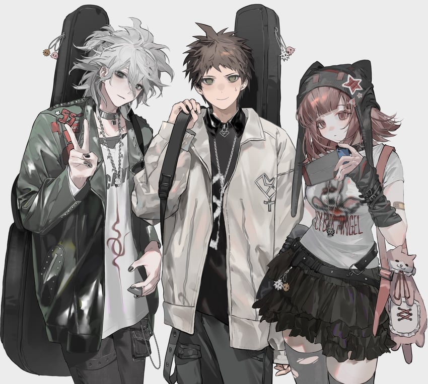 nanami chiaki, komaeda nagito, and hinata hajime (danganronpa and 1 more) drawn by kiyoshi_st