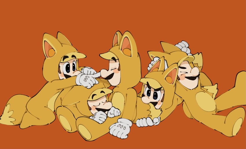 luigi and kitsune luigi (mario and 1 more) drawn by mimimi_(mimimim9999)