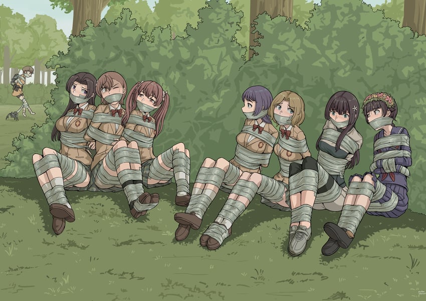 misaka mikoto, shirai kuroko, saten ruiko, uiharu kazari, kongou mitsuko, and 3 more (toaru majutsu no index and 1 more) drawn by grafhou