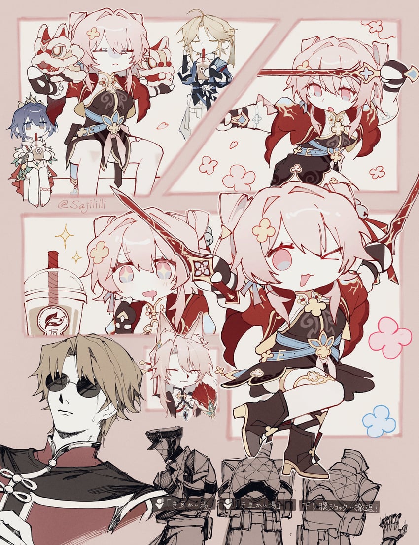 march 7th, yunli, jiaoqiu, yanqing, diting, and 2 more (honkai and 1 more) drawn by sajililli