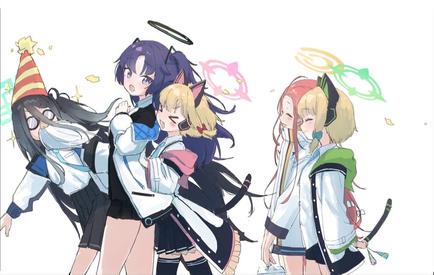 yuuka, aris, momoi, midori, and yuzu (blue archive) drawn by syupon