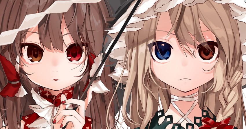 hakurei reimu and kirisame marisa (touhou) drawn by gotoh_(nekocat)
