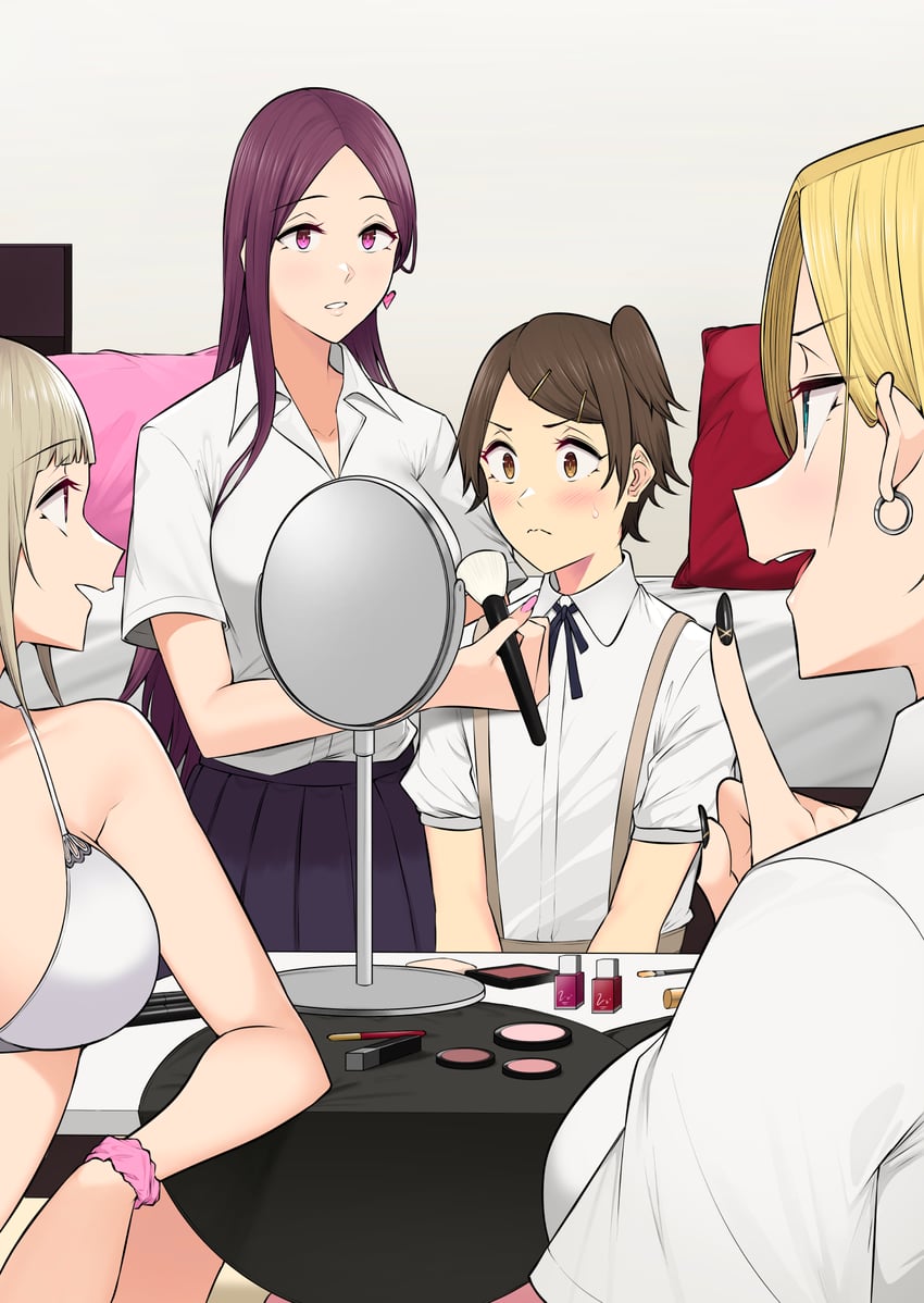 imaizumi, sasaki yukina, kurumizaka ruri, and hamazaki reina (imaizumin-chi wa douyara gal no tamariba ni natteru rashii) drawn by nori_gorou
