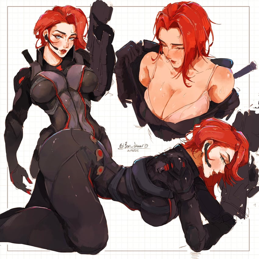black widow and natasha romanoff (marvel and 2 more) drawn by bon_drawr