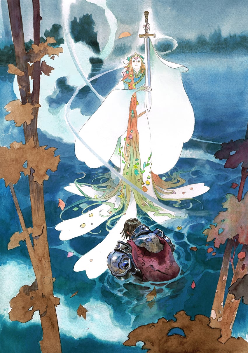king arthur and lady of the lake (arthurian legend) drawn by matias_bergara