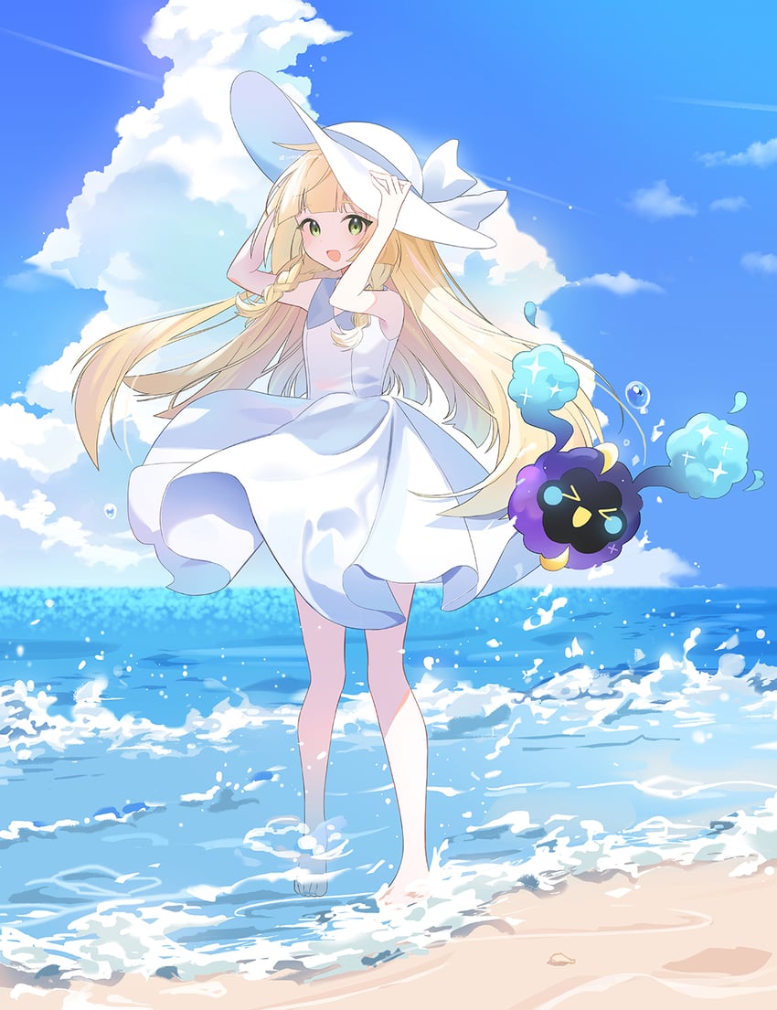 lillie and cosmog (pokemon and 1 more) drawn by coletta_(colet_colettia)