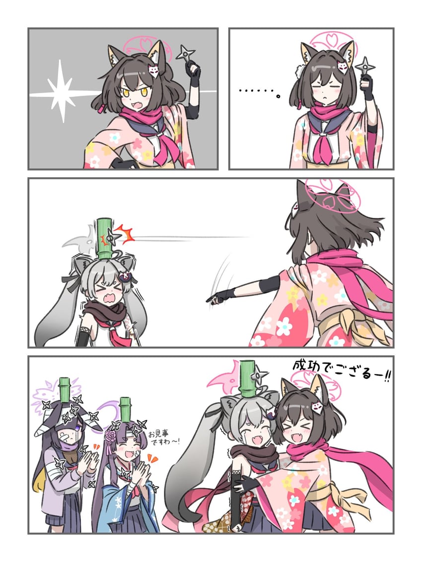 izuna, yukari, michiru, and tsukuyo (blue archive) drawn by ossa_2019