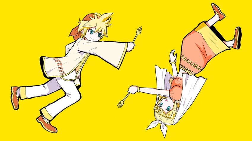 kagamine rin and kagamine len (vocaloid and 1 more) drawn by pinocchio-p