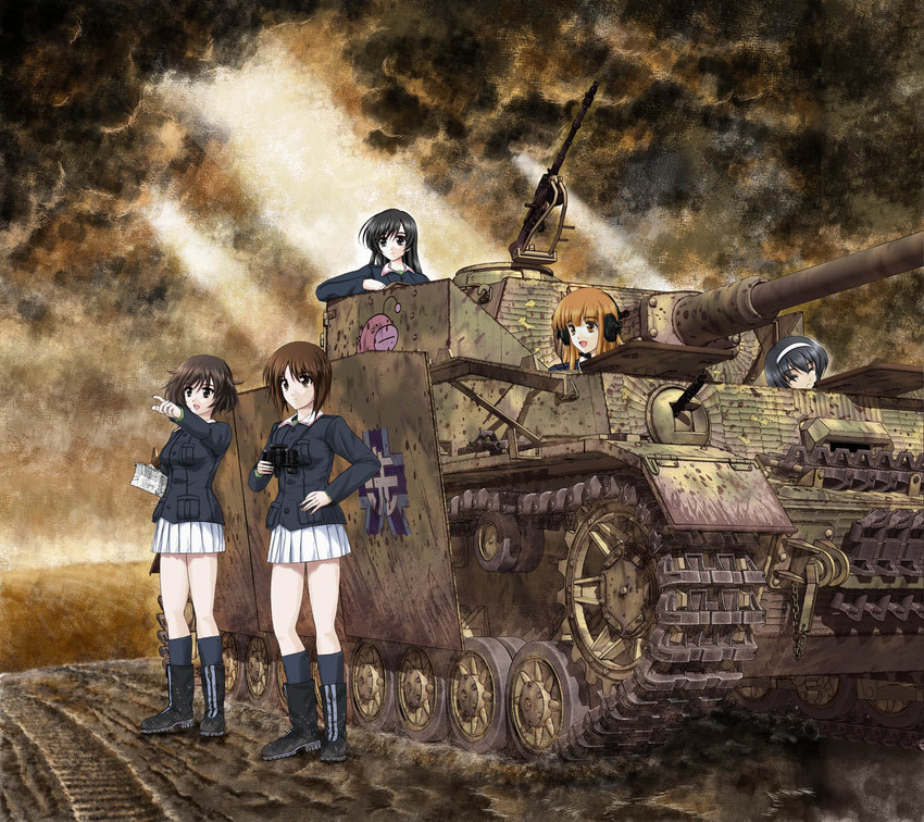 nishizumi miho, akiyama yukari, takebe saori, reizei mako, and isuzu hana (girls und panzer) drawn by sousei_ou