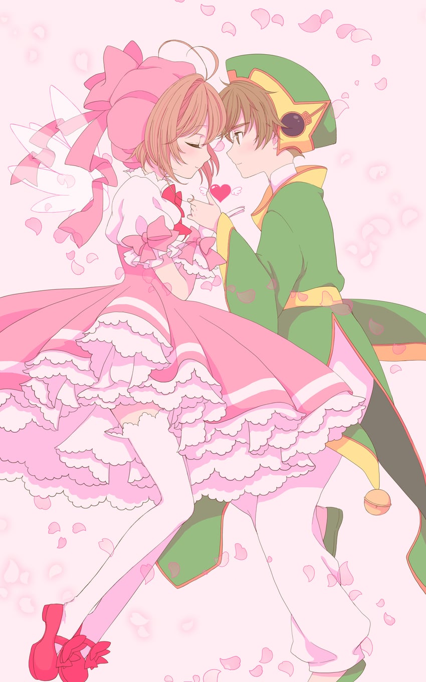 kinomoto sakura and li syaoran (cardcaptor sakura) drawn by momo-tako