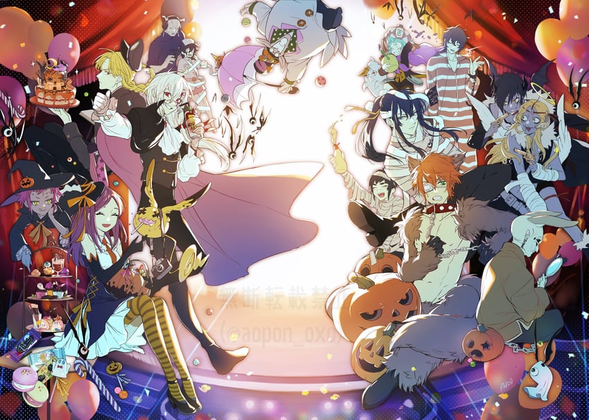 lenalee lee, allen walker, kanda yuu, lavi, timcanpy, and 12 more (d.gray-man) drawn by aopon16