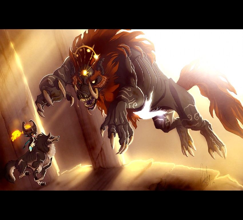 link, midna, ganondorf, wolf link, and ganon (the legend of zelda and 1 more) drawn by r.scott