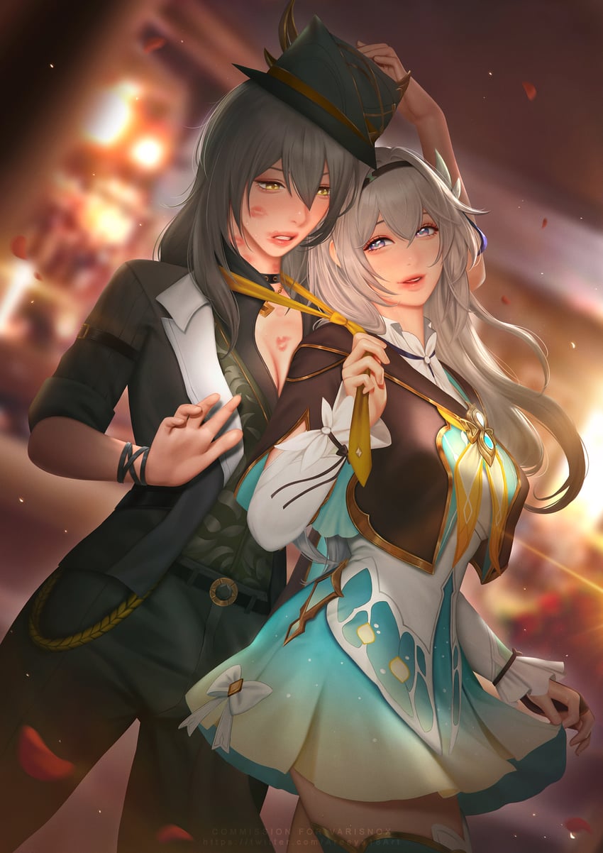 trailblazer, firefly, and stelle (honkai and 1 more) drawn by areeya