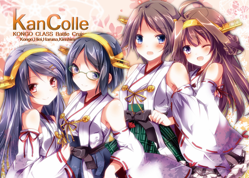 kongou, haruna, hiei, and kirishima (kantai collection) drawn by sakura_romu