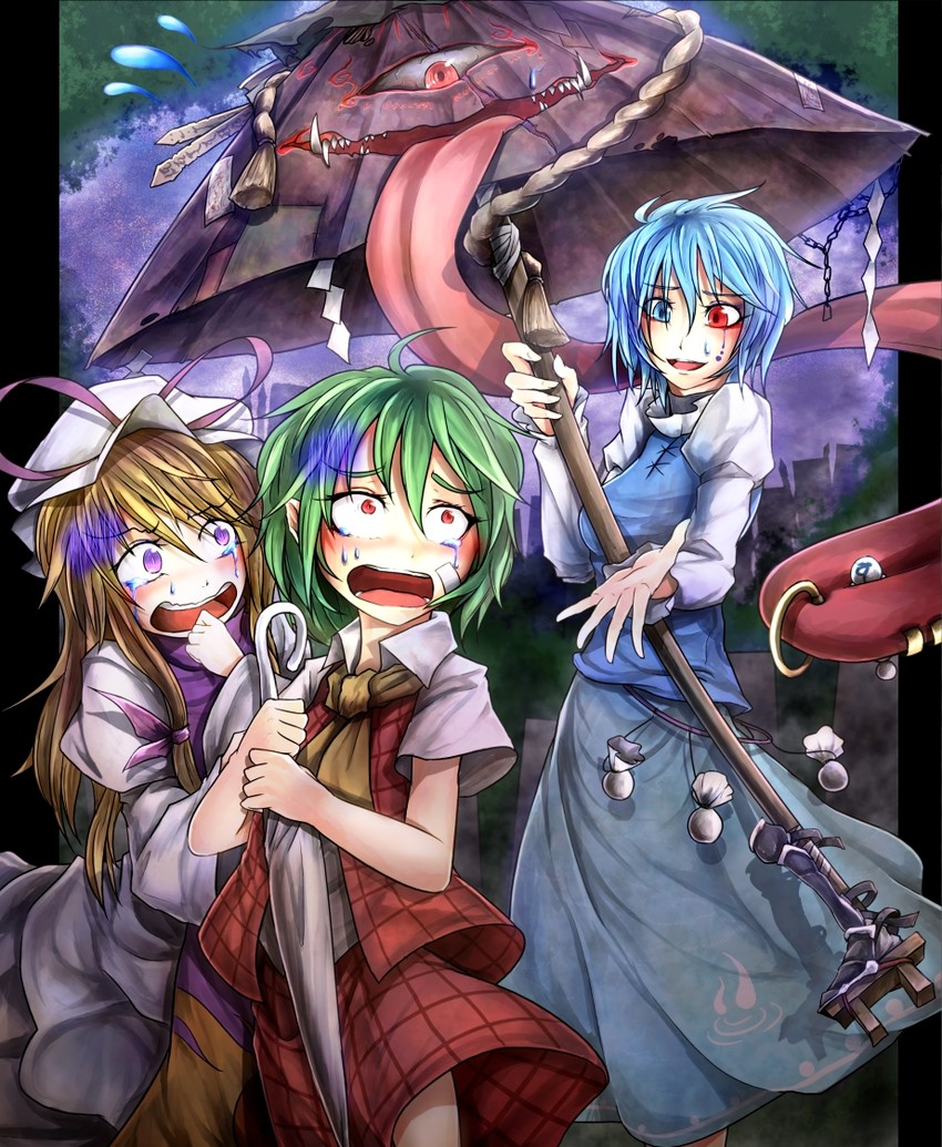 yakumo yukari, kazami yuuka, and tatara kogasa (touhou) drawn by ryuuichi_(f_dragon)