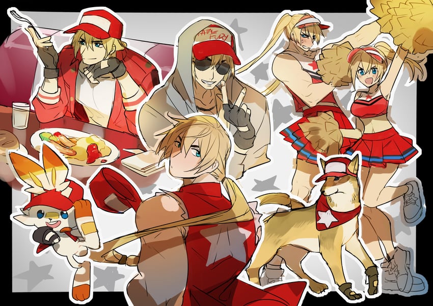scorbunny and terry bogard (pokemon and 1 more) drawn by natsuko_(summer_525528)