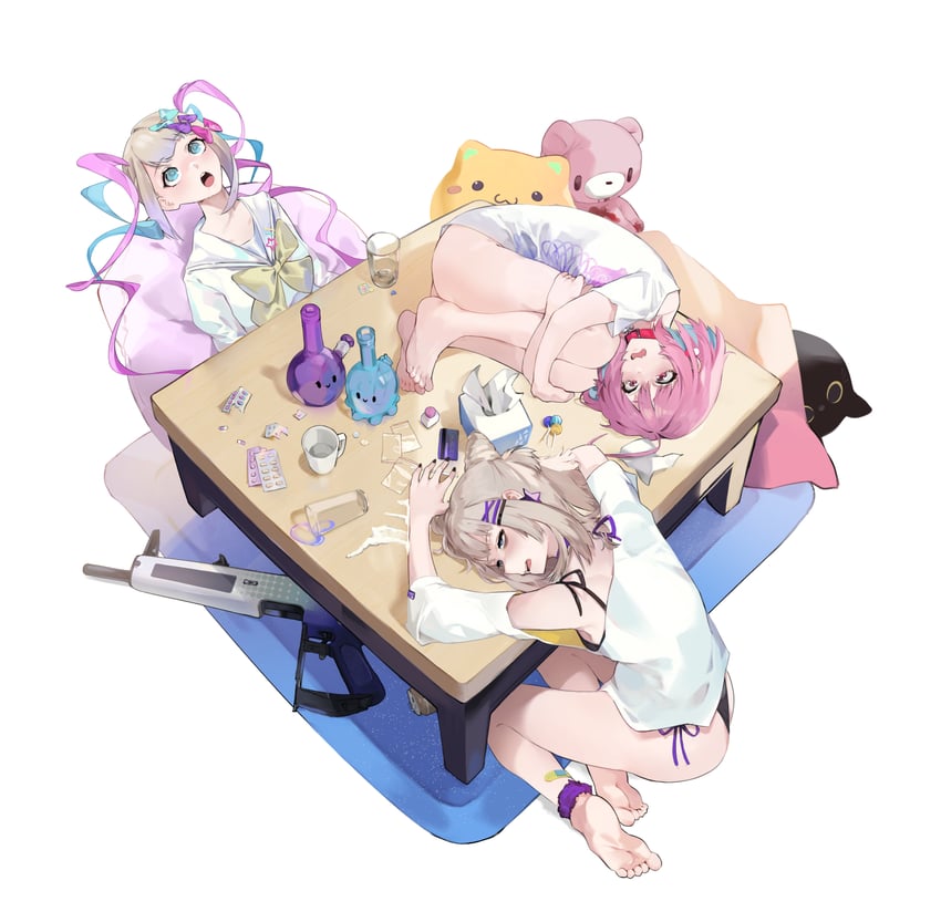 yumemi riamu, chouzetsusaikawa tenshi-chan, aa-12, and gloomy bear (idolmaster and 4 more) drawn by palzden