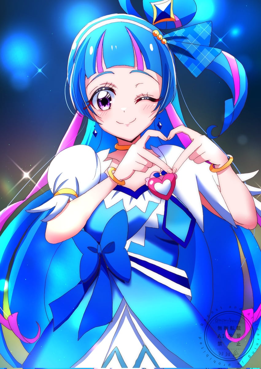 cure diamond, aokaze nana, and cure wink (precure and 2 more) drawn by momotarouooi