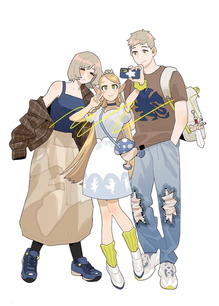 marcille donato, falin touden, laios touden, walking mushroom, and kensuke (dungeon meshi) drawn by sanmarino016