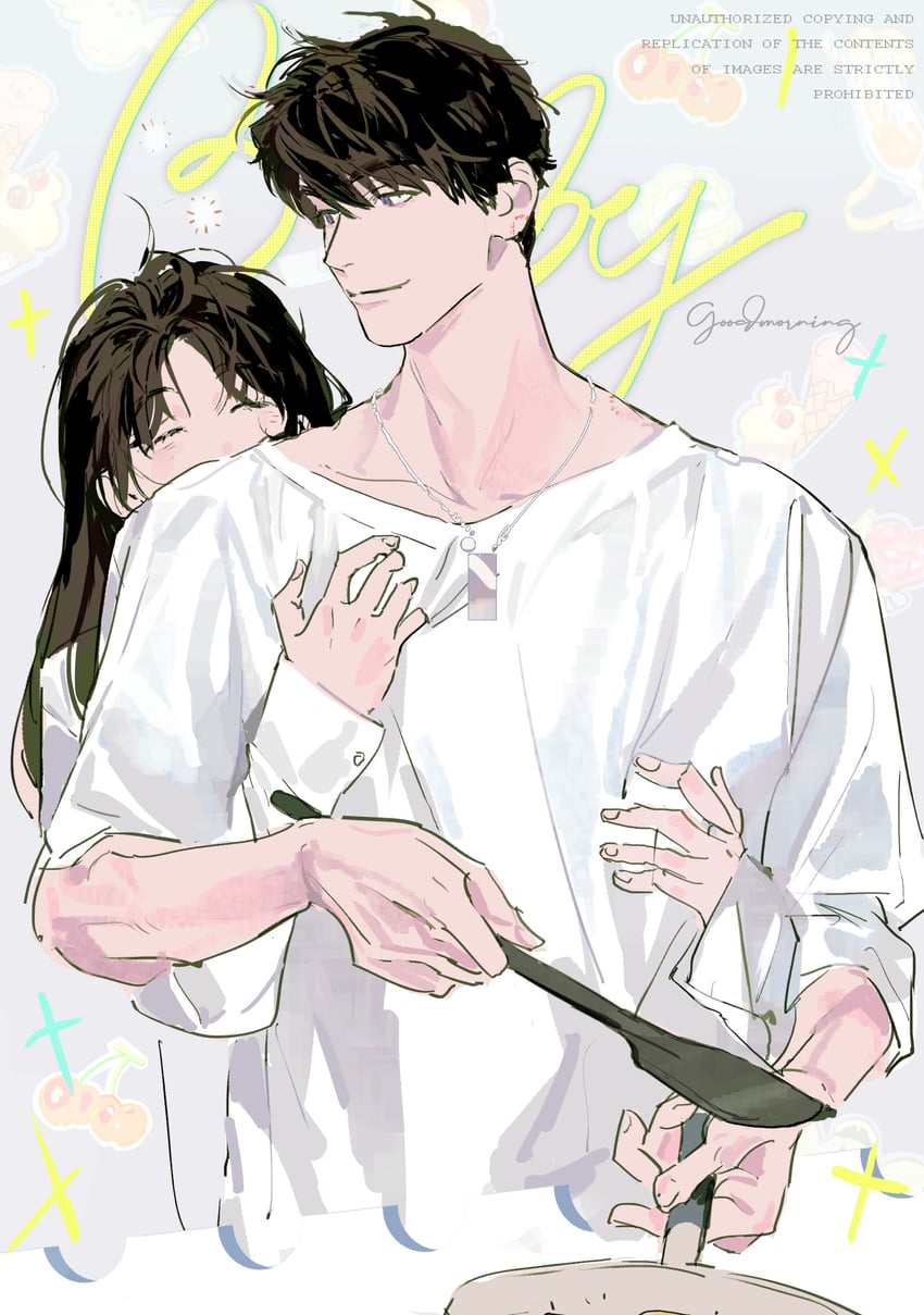 protagonist and caleb (love and deepspace) drawn by bosi_tenghu