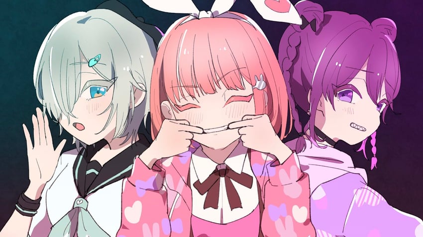 sakurano mimito, inubousaki shian, and minakami hina (denonbu) drawn by fuchi_(foochy0v0)